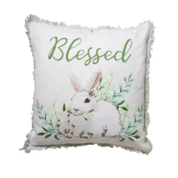 Decorative Pillows Oversized Farmhouse Bunny Blessed Set of TWO Size 20" X 20" - Picture 1 of 11